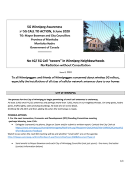 5G Cell “Towers” in Winnipeg Neighbourhoods No Radiation Without Consultation