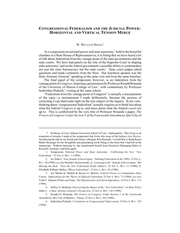 Congressional Federalism and the Judicial Power: Horizontal and Vertical Tension Merge