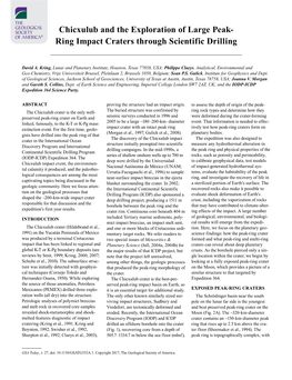 Chicxulub and the Exploration of Large Peak- Ring Impact Craters Through Scientific Drilling