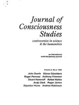 Journal of Consciousness Studies Controversies in Science & the Humanities