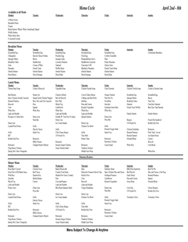 Menu Cycle April