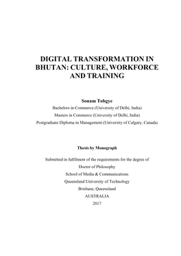 Digital Transformation in Bhutan: Culture, Workforce and Training