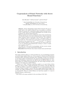 Cryptanalysis of Feistel Networks with Secret Round Functions ⋆