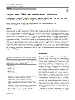 Prognosis Value of RBBP8 Expression in Plasma Cell Myeloma