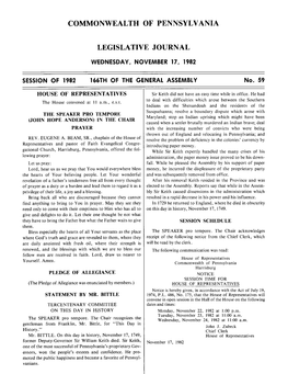 1 Sir Keith Did Not Have an Easy Rime While in Office. He Had to Deal with Difficulties Which Arose Between the Southern the House Convened at 11 A.M., E.S.T