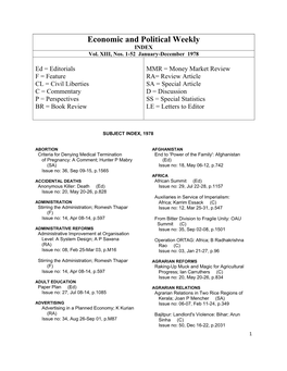 Subject Index, 1978