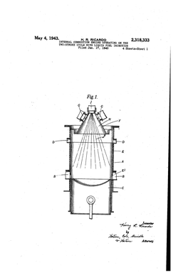 May 4, 1943. H. R. RICARDO 2,318,333 INTERNAL COMBUSTION ENGINE OPERATING on the - TWO-STROKE CYCLE with LIQUID FUEL Injection Filed Jan