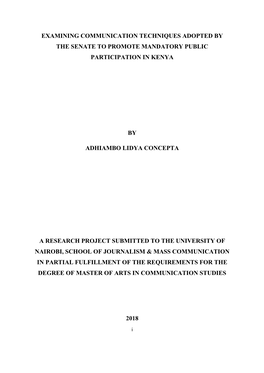 Examining Communication Techniques Adopted by the Senate to Promote Mandatory Public Participation in Kenya