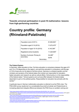 Country Profile: Germany (Rhineland-Palatinate)