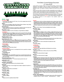 First Edition Current Rulings Document (11 June