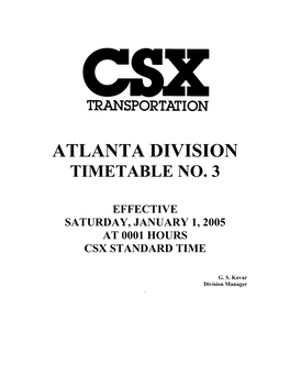 CSX Atlanta Division Timetable