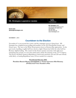 ML Strategies Legislative Update Countdown to the Election
