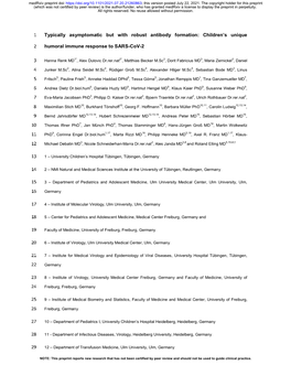 Typically Asymptomatic but with Robust Antibody Formation: Children's Unique Humoral Immune Response to SARS-Cov-2
