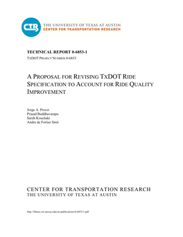 A Proposal for Revising Txdot Ride Specification to Account for Ride Quality Improvement