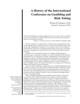 A History of the International Conference on Gambling and Risk-Taking