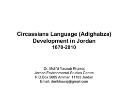 Circassians Development in Jordan 1870-2010