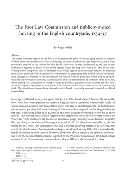 The Poor Law Commission and Publicly-Owned Housing in the English Countryside, 1834–47