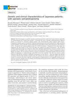 Genetic and Clinical Characteristics of Japanese Patients with Sporadic Somatotropinoma