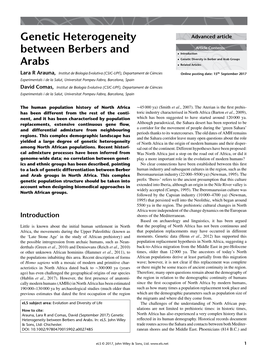 "Genetic Heterogeneity Between Berbers and Arabs" In