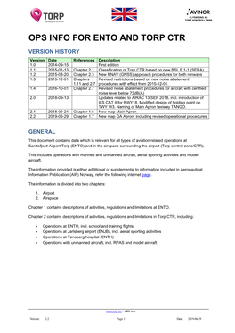 Ops Info for Ento and Torp Ctr