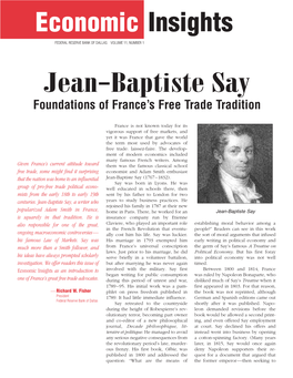 Jean-Baptiste Say Foundations of France’S Free Trade Tradition