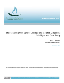 State Takeovers of School Districts and Related Litigation: Michigan As a Case Study