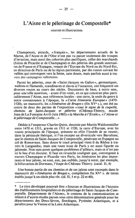 L'aisne Et Le Pélerinage De Compostelle*