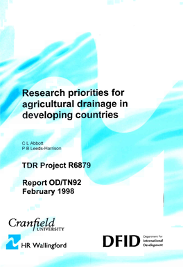 Research Priorities for Agricultural Drainage in Developing Countries