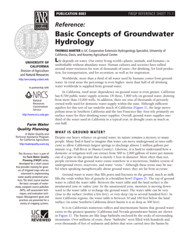 Basic Concepts of Groundwater Hydrology