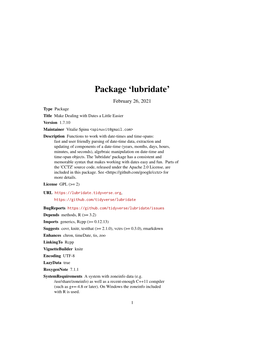 Package 'Lubridate'