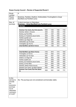 Review of Supported Route 9 Route Number 9