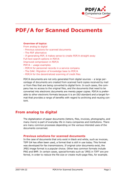 PDF/A for Scanned Documents