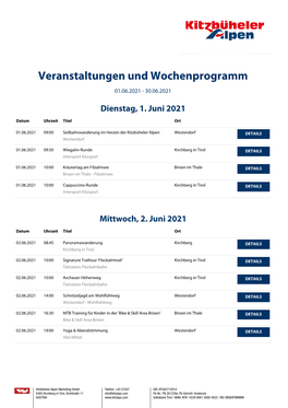 Veranstaltungen Und Wochenprogramm