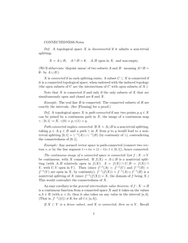 CONNECTEDNESS-Notes Def. a Topological Space X Is