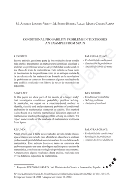 Conditional Probability Problems in Textbooks an Example from Spain 319
