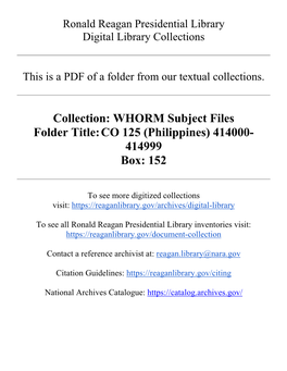 Collection: WHORM Subject Files Folder Title:CO 125 (Philippines
