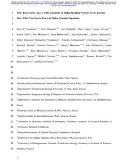 The Genetic Traces of Turkic Nomadic Expansion
