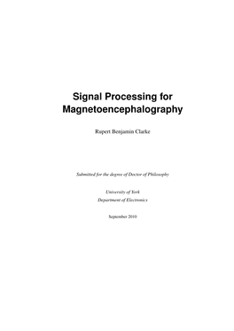 Signal Processing for Magnetoencephalography