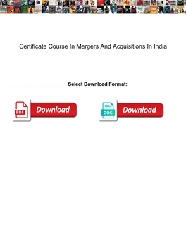 Certificate Course in Mergers and Acquisitions in India