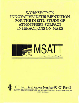 Workshop on Innovative Instrumentation for the in Situ Study of Atmosphere-Surface Interactions on Mars