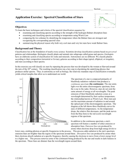 Application Exercise: Spectral Classification of Stars