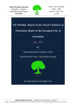 The Monthly Report on the Israeli Violations Of
