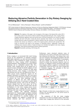 Reducing Abrasive Particle Generation in Dry Rotary Swaging by Utilizing DLC Hard Coated Dies