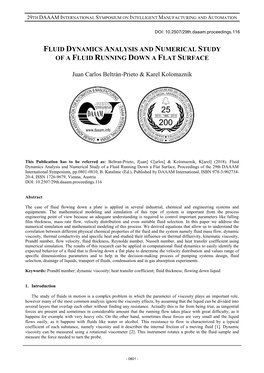 Fluid Dynamics Analysis and Numerical Study of a Fluid Running Down a Flat Surface