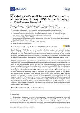 Modulating the Crosstalk Between the Tumor and the Microenvironment Using Sirna: a Flexible Strategy for Breast Cancer Treatment