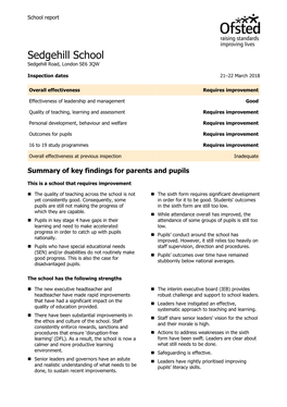 Sedgehill School Sedgehill Road, London SE6 3QW