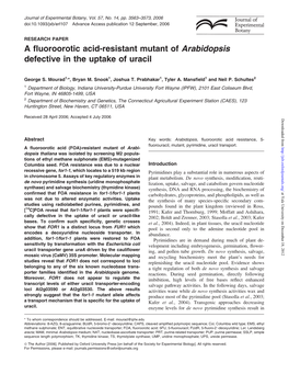 A Fluoroorotic Acid-Resistant Mutant of Arabidopsis Defective In