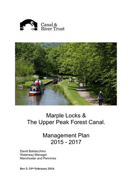 Marple Locks & the Upper Peak Forest Canal. Management Plan 2015