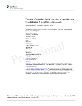 The Role of Microbes in the Nutrition of Detritivorous