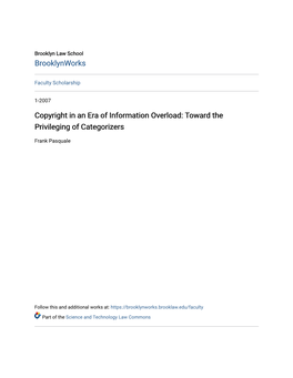 Copyright in an Era of Information Overload: Toward the Privileging of Categorizers